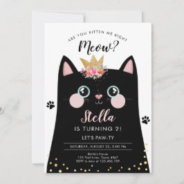 Kitten Meow Pink Crown Girl Kitty Cat Birthday Kaart