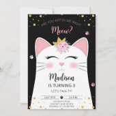 Kitten Meow Verjaardag Zwart Kaart (Voorkant)