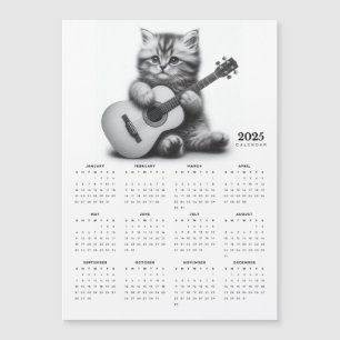 Kitten met akoestische gitaar magnetische kalender