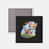 Kitten met blauwe ogen en vlinder perfecte zomer magneet (Voorkant / Achterkant)