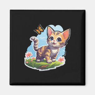 Kitten met blauwe ogen en vlinder perfecte zomer magneet