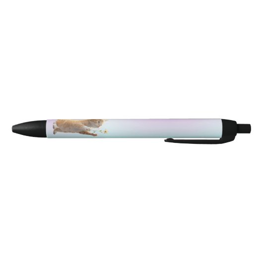 Kitten met bloem blauwe inkt pen (Bodem)