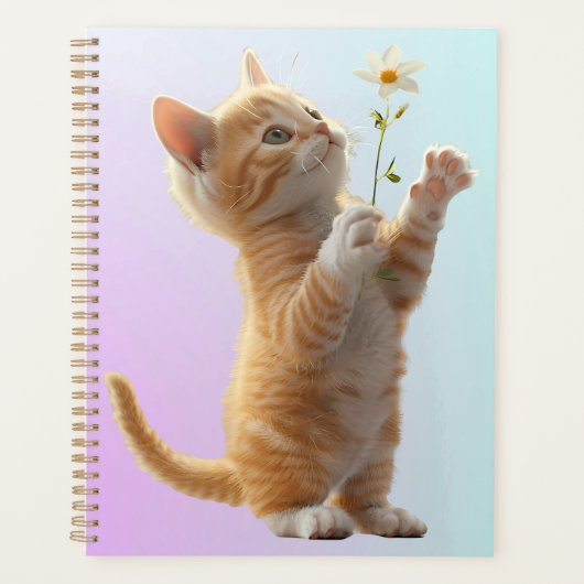 Kitten met bloem planner (Voorkant)