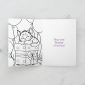 Kitten met Cupcake Kleurplaat Verjaardag Kaart (Binnen)
