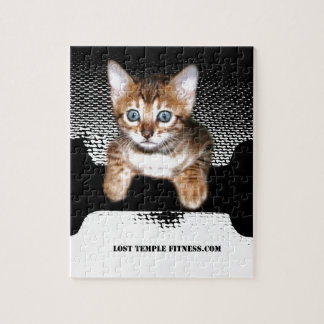 kitten met dumbbels, zwart legpuzzel