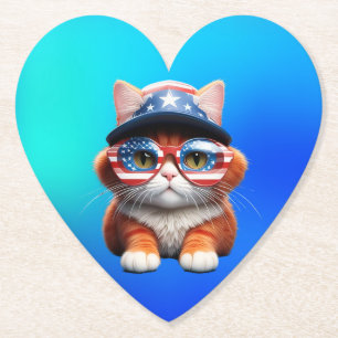 Kitten met een Amerikaanse bril Pet-37654 Kartonnen Onderzetters