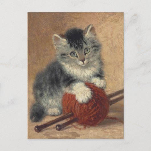 Kitten met een bal wol CC0194 Ronner-Knip Briefkaart (Voorkant)