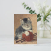 Kitten met een bal wol CC0194 Ronner-Knip Briefkaart (Staand voorkant)