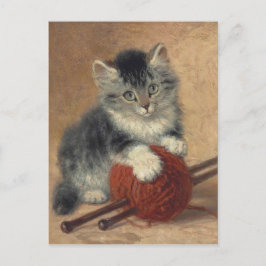 Kitten met een bal wol CC0194 Ronner-Knip Briefkaart