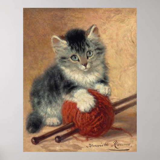 Kitten met een bal wol CC1172 Ronner-Knip Poster (Voorkant)