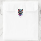 Kitten met een hoofdtelefoon ronde sticker (Tas)