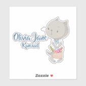 Kitten met een mand van bloemen sticker (Vel)