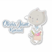 Kitten met een mand van bloemen sticker (Voorkant)