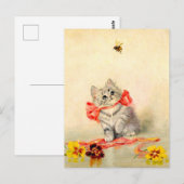 Kitten met een Rode Lint Briefkaart (Voorkant / Achterkant)