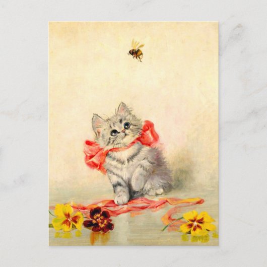 Kitten met een Rode Lint Briefkaart (Voorkant)