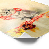 Kitten met een rood lint foto afdruk (Hoek)