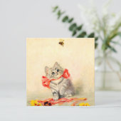 Kitten met een rood lint kaart (Staand voorkant)