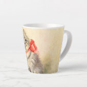 Kitten met een rood lint latte mok (Rechterhoek)