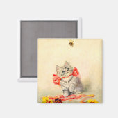 Kitten met een rood lint magneet (Voorkant / Achterkant)