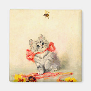 Kitten met een rood lint magneet