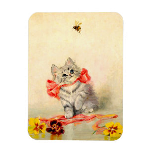 Kitten met een rood lint magneet