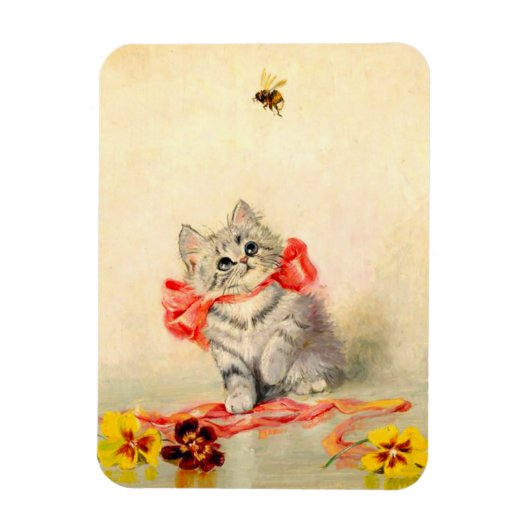 Kitten met een rood lint magneet (Verticaal)