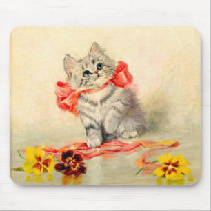 Kitten met een rood lint muismat