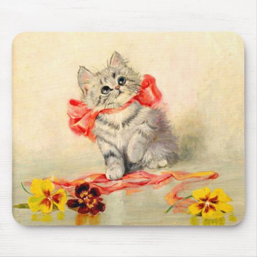 Kitten met een rood lint muismat (Voorkant)