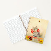 Kitten met een rood lint notitieboek (Binnen)
