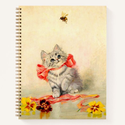 Kitten met een rood lint notitieboek (Voorkant)