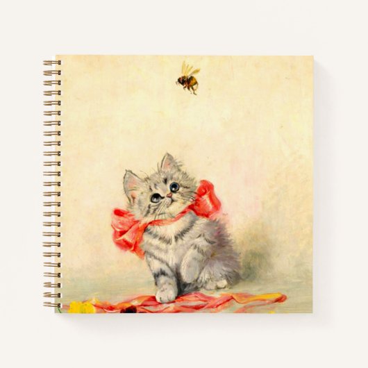 Kitten met een rood lint notitieboek (Voorkant)
