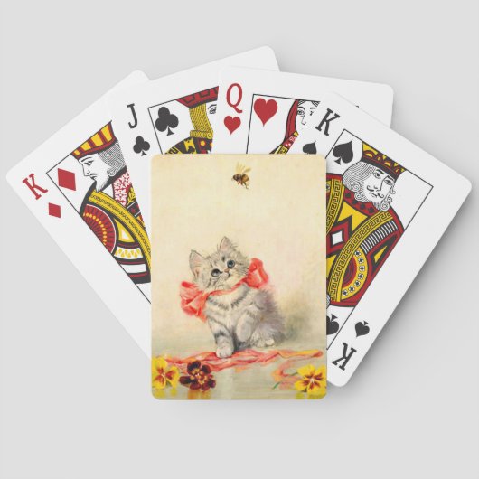 Kitten met een rood lint pokerkaarten (Achterkant)