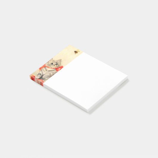 Kitten met een rood lint post-it® notes (Schuin)