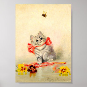 Kitten met een rood lint poster