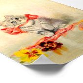 Kitten met een rood lint poster (Hoek)