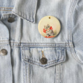 Kitten met een rood lint ronde button 5,7 cm (In situ)