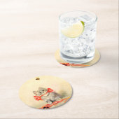 Kitten met een rood lint ronde kartonnen onderzetter (Insitu)