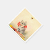 Kitten met een rood lint servet (Hoek)