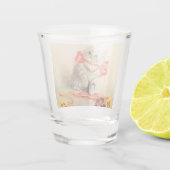 Kitten met een rood lint shot glas (Achterkant)