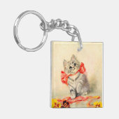 Kitten met een rood lint sleutelhanger (Voorkant Links)