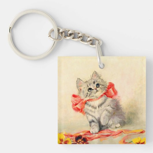 Kitten met een rood lint sleutelhanger (Voorkant)
