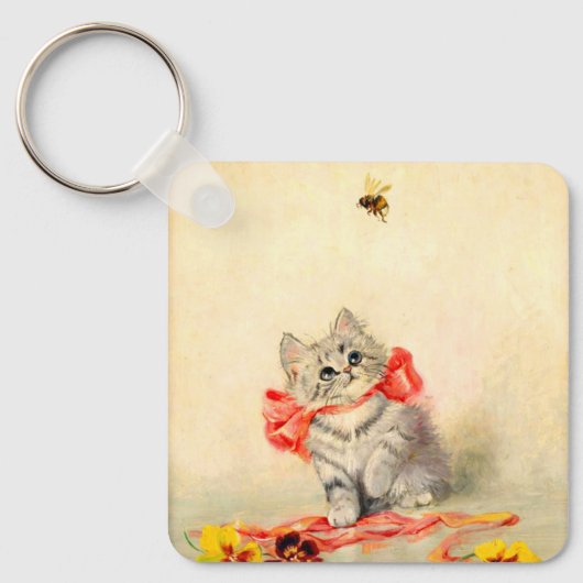 Kitten met een rood lint sleutelhanger (Voorkant)