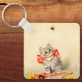 Kitten met een rood lint sleutelhanger (Voorkant)
