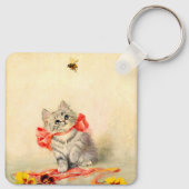 Kitten met een rood lint sleutelhanger (Achterkant)