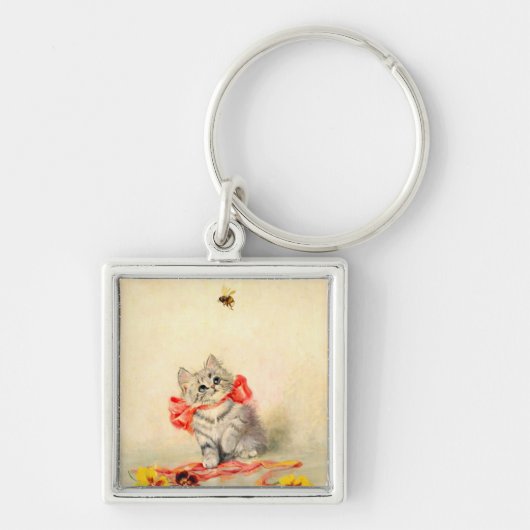 Kitten met een rood lint sleutelhanger (Voorkant)