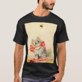 Kitten met een rood lint t-shirt (Voorkant)