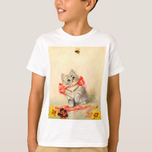 Kitten met een rood lint t-shirt
