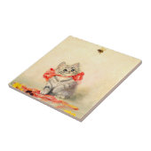 Kitten met een rood lint tegeltje (Zijkant)