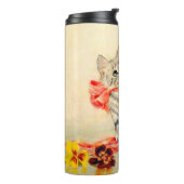 Kitten met een rood lint thermosbeker (Gedraaid links)