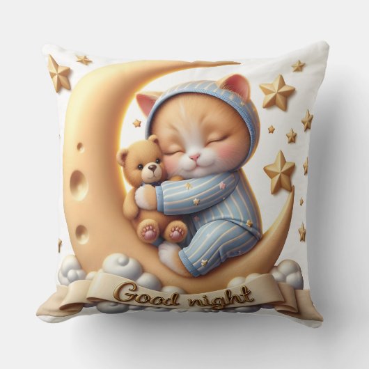 Kitten met een teddybeer, Collectie van Natasha Us Kussen (Voorkant)